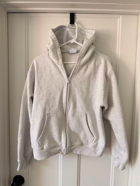 Aritzia Mega Fleece Hoodie Light Gray Zip Up